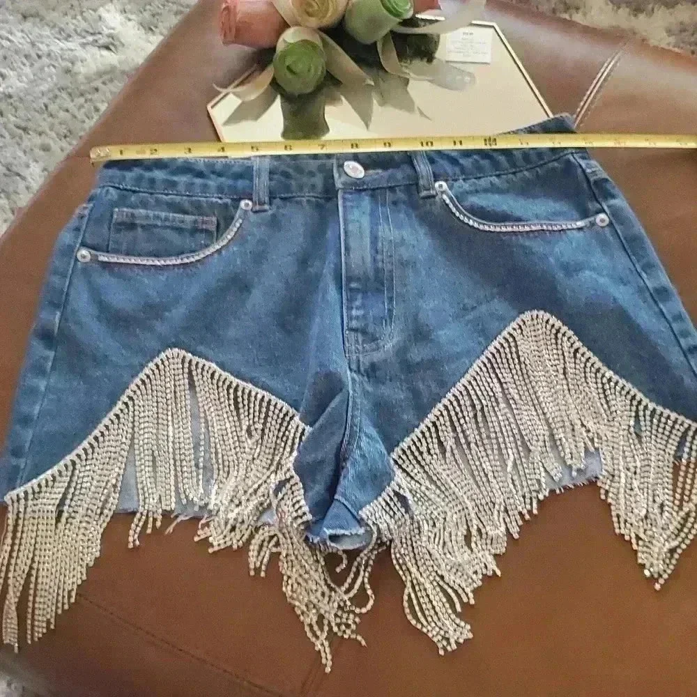 Rhinstone jean shorts